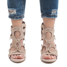 Cizme deschise bej pe toc înalt HF1436-20 2