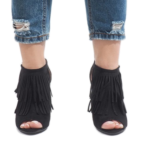 Cizme boho negre pe toc 1551-149 negru 2