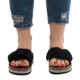 Papuci negri cu fundă N-33 negru 2