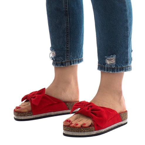 Papuci roșii cu fundă N-33 roșu 1