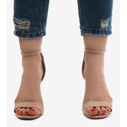 Sandale din piele de căprioară roz SY-31P 2