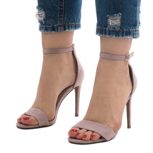 Sandale cu toc înalt din piele de căprioară SY-31P violet 1