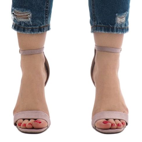 Sandale cu toc înalt din piele de căprioară SY-31P violet 2