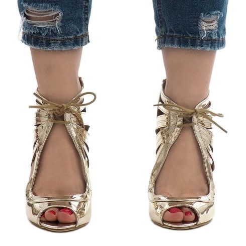 Cizme cu lac deschis auriu C-003 de aur 1