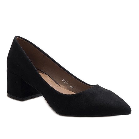 Pompe din piele de căprioară neagră pe stâlpul 5186-1 negru 1 Pompe din piele de căprioară neagră pe stâlpul 5186-1 negru 1