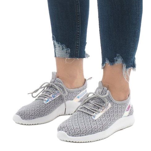 Pantofi sport cu ochiuri gri G8347-1 1 Pantofi sport cu ochiuri gri G8347-1 1