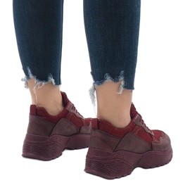 BY-080 pantofi sport bordeaux roșu multicolor 1