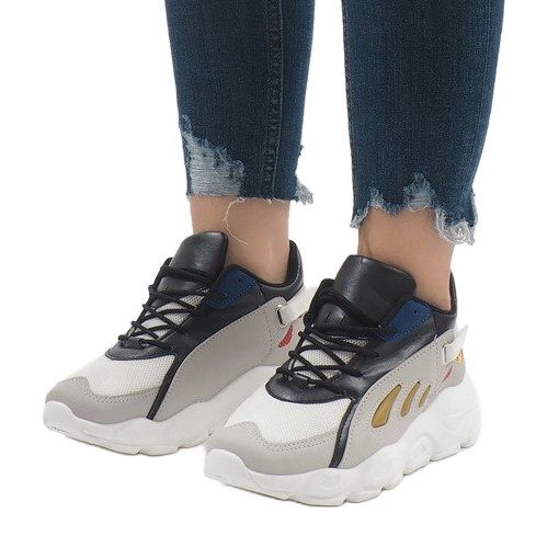 Pantofi sport trendy multicolori 9115 alb negru roșu gri verde 1