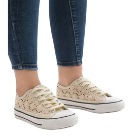 Adidași din dantelă bej BB2050-SP 1