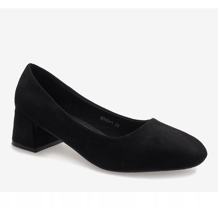 Pompe din piele de căprioară neagră pe stâlpul H343-1 negru 1