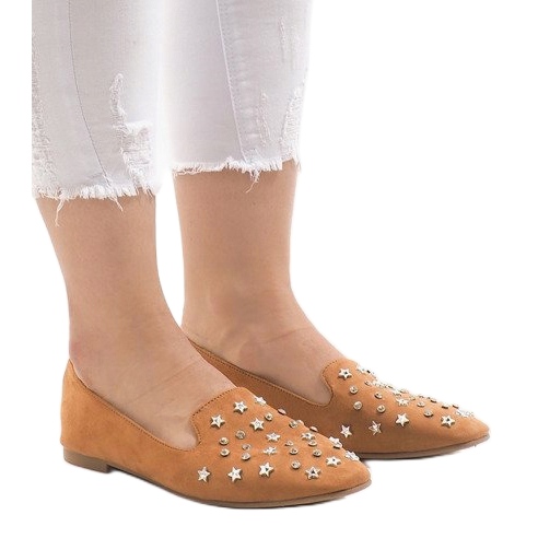 Mocasini cu cămilă balerini F3262 maro 1