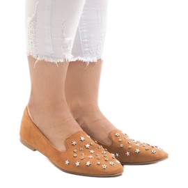 Mocasini cu cămilă balerini F3262 maro 2