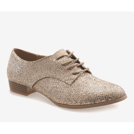 Pantofi cu cordon G086 aurii de aur 1