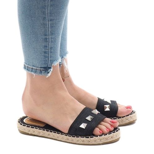 Papuci blugi negri 7087 știfturi negru 1