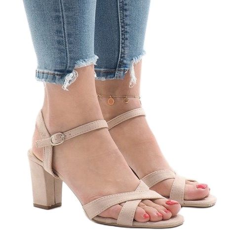 PA1 Sandale bej cu toc înalt FH39002 1