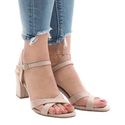 PA1 Sandale bej cu toc înalt FH39002 2