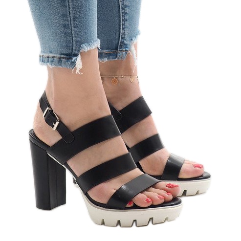 Sandale negre pe stâlpul HP-27 negru 1