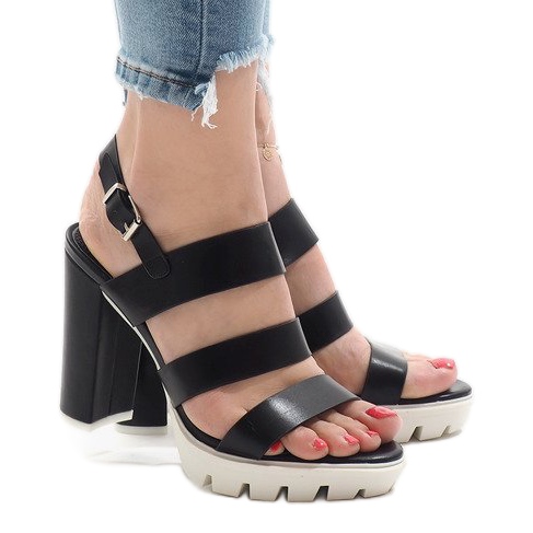 Sandale negre pe stâlpul HP-27 negru 2
