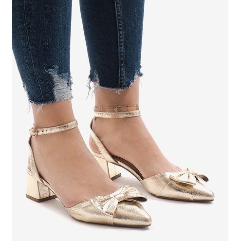 Sandale cu toc auriu 1702-2 de aur 1