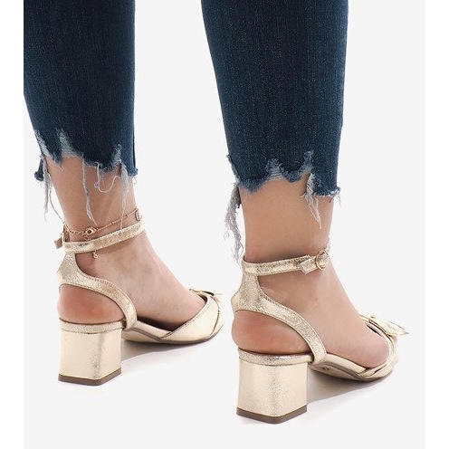 Sandale cu toc auriu 1702-2 de aur 2