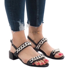 Sandale negre cu toc înalt 77-15 negru 1 Sandale negre cu toc înalt 77-15 negru 1