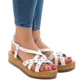 Sandale espadrile albe pe platforma 314-2B 1