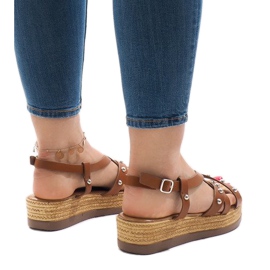 Sandale espadrile camel pe platforma 314-2B maro 3