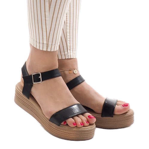 Sandale negre pe peron 22-07 negru 1