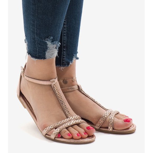 Sandale de șampanie înfrumusețate cu WL017 galben 2