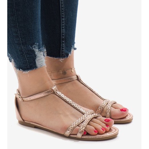 Sandale de șampanie înfrumusețate cu WL017 galben 1