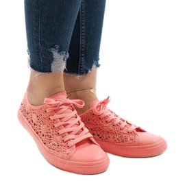 Adidași din dantelă roz RL-673 1