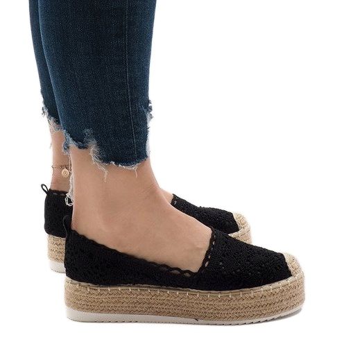 Espadrile adidași negri pe platforma 7801-P negru 1