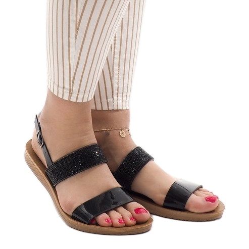 Sandale negre cu paiete G-515-01 negru 1