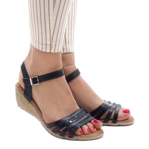 Sandale cu pană albastră marină S-260 albastru marin 1