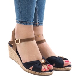 Sandale cu toc albastru maro espadrile 1484-13 albastru marin 1