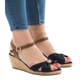 Sandale cu toc albastru maro espadrile 1484-13 albastru marin 2