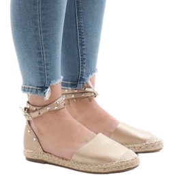 Sandale espadrile aurii cu cataramă TH-155 de aur 1 Sandale espadrile aurii cu cataramă TH-155 de aur 1