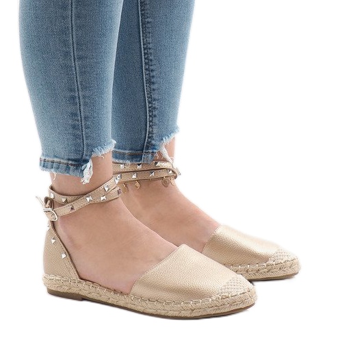 Sandale espadrile aurii cu cataramă TH-155 de aur 1 Sandale espadrile aurii cu cataramă TH-155 de aur 1