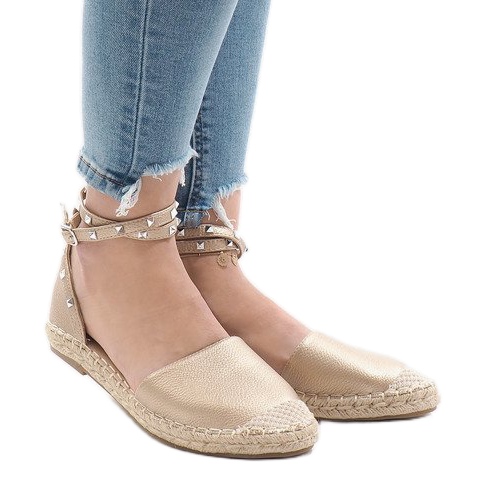 Sandale espadrile aurii cu cataramă TH-155 de aur 2 Sandale espadrile aurii cu cataramă TH-155 de aur 2