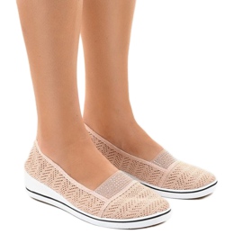 Adidași roz cu dantelă pe pană ZH-4 1
