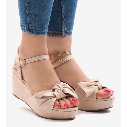 Sandale cu pene roz cu fundă F055 roșu 2