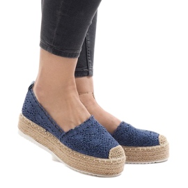 Adidași cu espadrile albastre pe platforma 7801-P albastru 2
