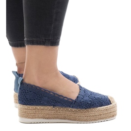 Adidași cu espadrile albastre pe platforma 7801-P albastru 3