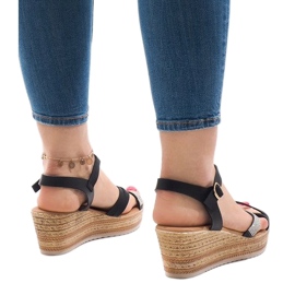 Sandale negre pe platforma WS8816 negru 3