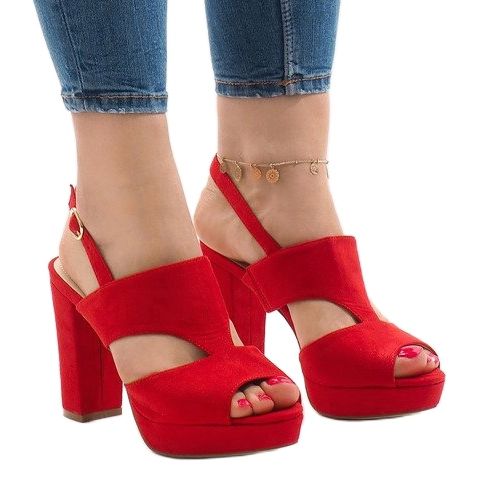 Sandale roșii pe stâlpul JS-8001 roșu 1