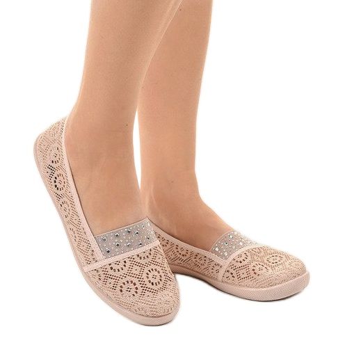 Adidași din dantelă roz 1148-Y 2