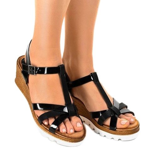 Sandale negre pe platforma FD-67 negru 1