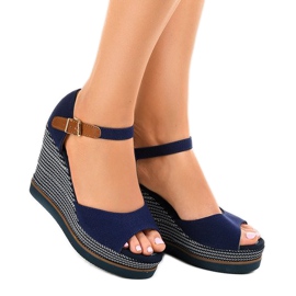 Sandale cu toc albastru maro espadrile 9079 albastru marin 1