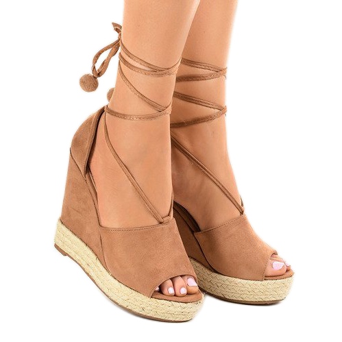 Sandale cu toc espadrile bej FK-228 1