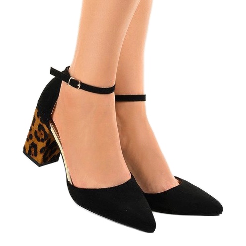 Tocuri înalte din piele intoarsa FR276 maro negru 1